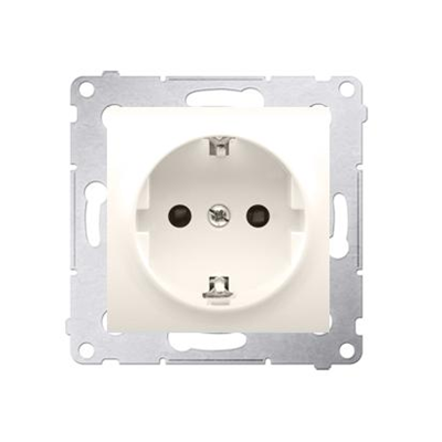 Schuko socket with covers (module) 16A, 250V, screw terminals, cream