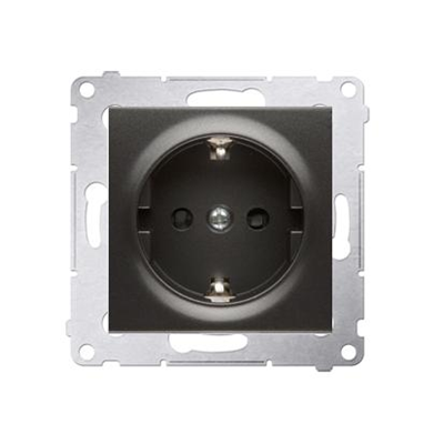 Schuko socket with shutters (module) 16A, 250V, quick connectors, anthracite (metallic)