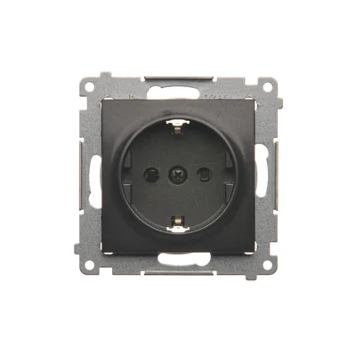 Schuko socket with shutters (module) 16A, 250V, quick connectors, anthracite (metallic)