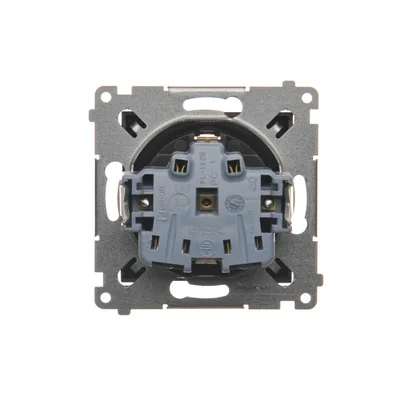 Schuko socket with shutters (module) 16A, 250V, quick connectors, anthracite (metallic)