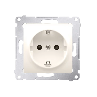 Schuko socket with shutters (module) 16A, 250V, quick connectors, cream