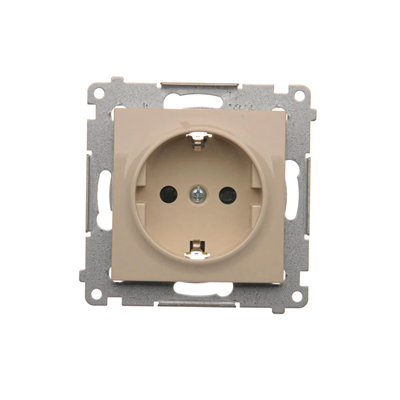 Schuko socket with shutters (module) 16A, 250V, quick connectors, cream
