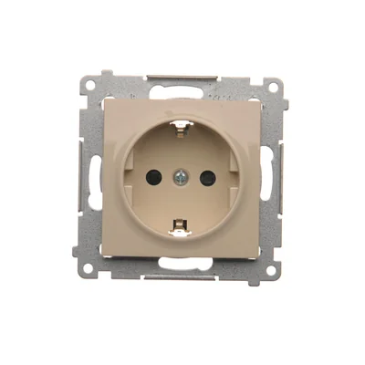 Schuko socket with shutters (module) 16A, 250V, quick connectors, cream