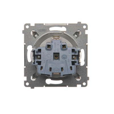 Schuko socket with shutters (module) 16A, 250V, quick connectors, gold (metallic)