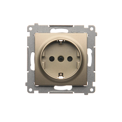 Schuko socket with shutters (module) 16A, 250V, quick connectors, gold (metallic)