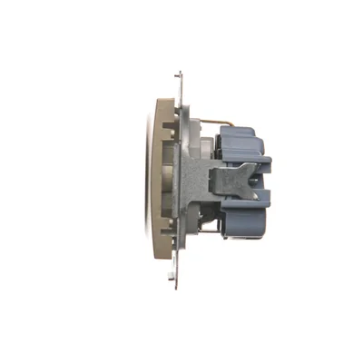 Schuko socket with shutters (module) 16A, 250V, quick connectors, gold (metallic)