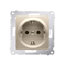 Schuko socket with shutters (module) 16A, 250V, quick connectors, gold (metallic)