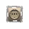 Schuko socket with shutters (module) 16A, 250V, quick connectors, gold (metallic)