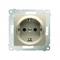 Schuko socket with shutters (module) 16A, 250V, quick connectors, gold (metallic)