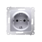 Schuko socket with shutters (module) 16A, 250V, quick connectors, silver (metallic)