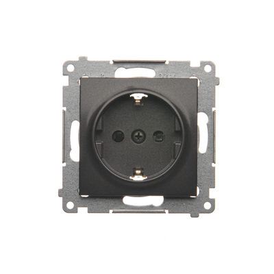 Schuko socket with shutters (module) 16A, 250V, screw terminals, anthracite (metallic)