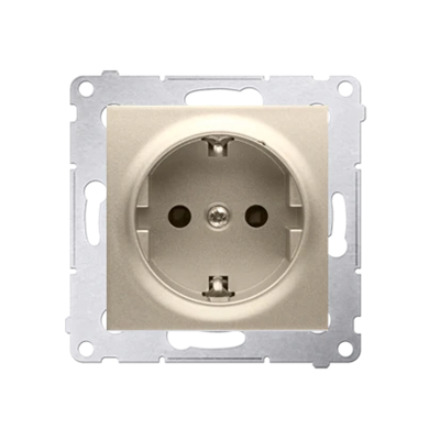 Schuko socket with shutters (module) 16A, 250V, screw terminals, gold (metallic)