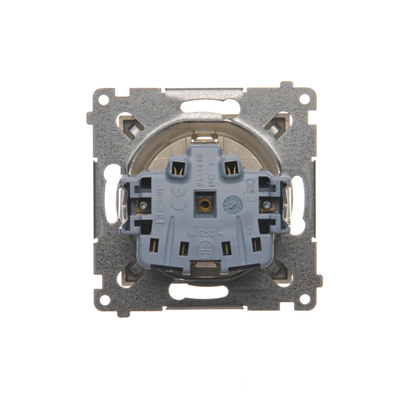 Schuko socket with shutters (module) 16A, 250V, screw terminals, gold (metallic)
