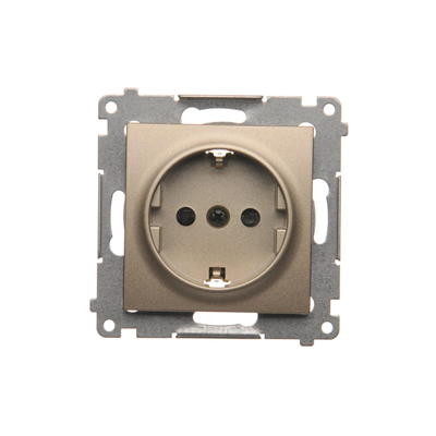Schuko socket with shutters (module) 16A, 250V, screw terminals, gold (metallic)