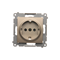 Schuko socket with shutters (module) 16A, 250V, screw terminals, gold (metallic)