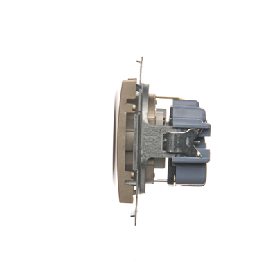 Schuko socket with shutters (module) 16A, 250V, screw terminals, gold (metallic)