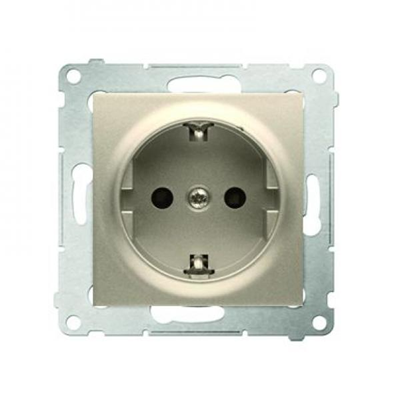 Schuko socket with shutters (module) 16A, 250V, screw terminals, gold (metallic)