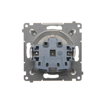 Schuko socket with shutters (module) 16A, 250V, screw terminals, silver (metallic)