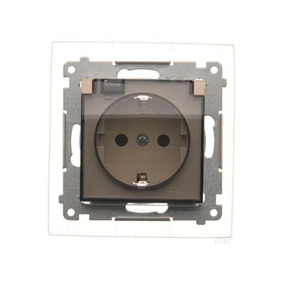 Schuko-Steckdose für IP44-Version mit Rollläden und Rahmendichtung (Modul) 230V, creme
