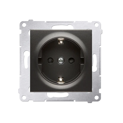 Schuko-Steckdose mit Shutter (Modul) 16A, 250V, Schraubklemmen, Anthrazit (Metallic)