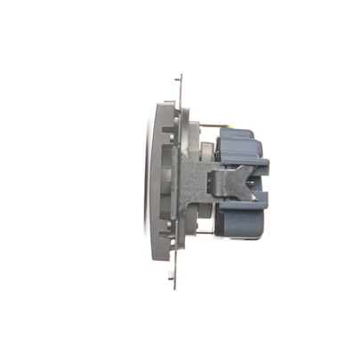 Schuko-Steckdose mit Shutter (Modul) 16A, 250V, Schraubklemmen, silber (metallic)