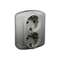 Schuko type earthed double socket-outlet, 16A, 230V, screw terminals, silver (metallic)