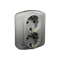 Schuko type earthed double socket-outlet, 16A, 230V, screw terminals, silver (metallic)