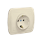 Schuko type earthed plug socket with shutters for current paths, 16A, 250V, screw terminals, beige