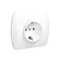 Schuko type earthed plug socket with shutters for current paths, 16A, 250V, screw terminals, white