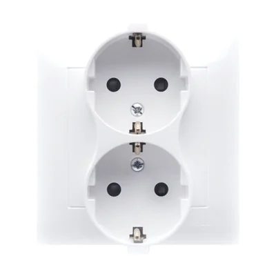 Schuko zásuvka s dvojitými uzávěry, 16A, 250V, šroubovací svorky, bílá