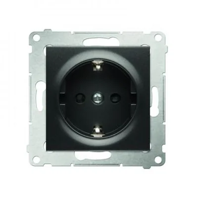 Schuko zásuvka s roletami (modul) 16A, 250V, rychlospojky, antracit (metalický)