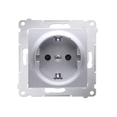 Schuko zásuvka s roletami (modul) 16A, 250V, rychlospojky, stříbrná (metalická)