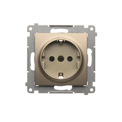 Schuko zásuvka se závěrkami (modul) 16A, 250V, rychlospojky, zlatá (metalická)