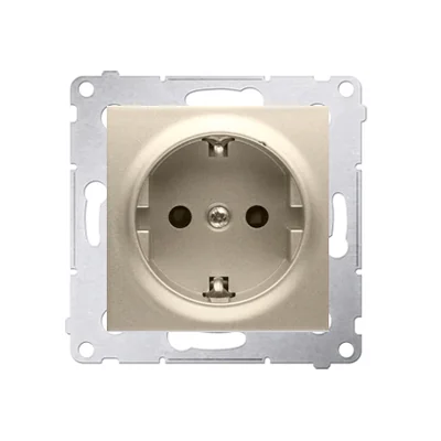 Schuko zásuvka se závěrkami (modul) 16A, 250V, rychlospojky, zlatá (metalická)