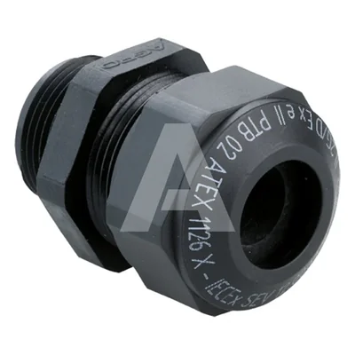 Schwarze Polyamid-Kabelverschraubung EXeM25x1.5, Drosselbereich 16-19 mm, Gewindelänge 13 mm