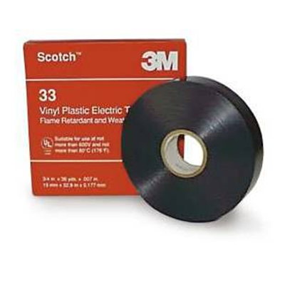 Scotch 33 PVC electrical insulating tape ideal as an external layers. in joints and heads LV MV for plastic cable, 25x33