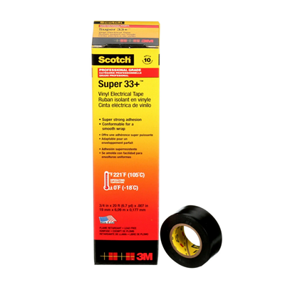 Scotch S 33+ PVC-Elektroisolierband der Spitzenklasse, selbstverlöschend. Wind bis -18C, 19x6