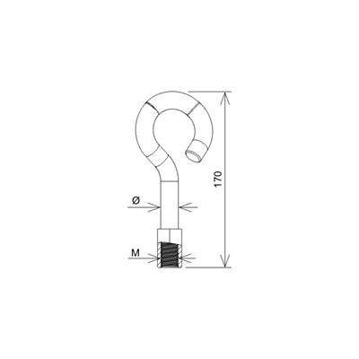 Screw hook M16 hot-dip galvanized