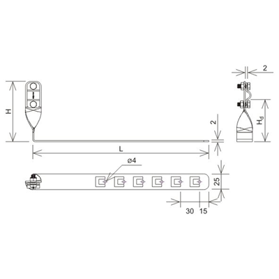 Screwed, adjustable tile holder with a screw L=28 cm H=9.6 cm, hot-dip galvanized