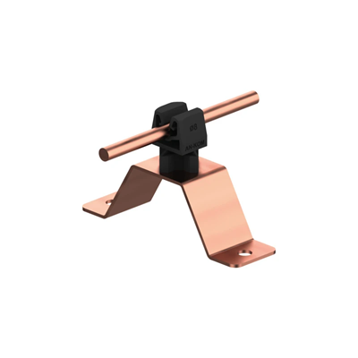 Screwed copper handle, height 3.5 cm, black latch