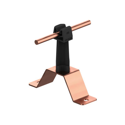 Screwed copper handle, height 7cm, black latch