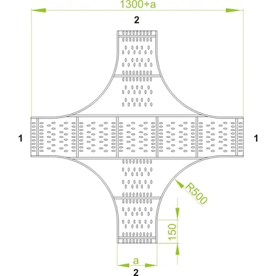 Sección transversal galvanizada, altura 160 mm, ancho 200 mm