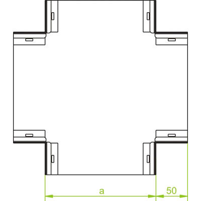 Sección transversal galvanizada, altura 48 mm, ancho 350 mm