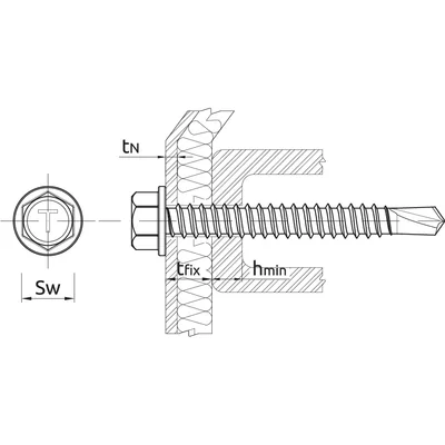 Selbstbohrende Schraube zur Befestigung von Blechen, Typ OC 4,8x19mm, verzinkt