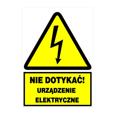 Selbstklebende Warntafel 105x148 (Elektrogerät nicht berühren)