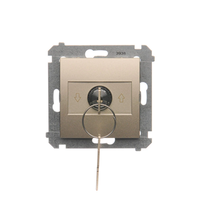 Selettore a chiave cieco, unipolare (modulo), 3 posizioni "I-0-II", 2 contatti N/O 5A 230V. oro (metallico)