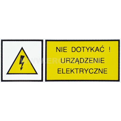 Señal de COP: ¡NO TOCAR! DISPOSITIVO ELÉCTRICO 37x105mm amarillo