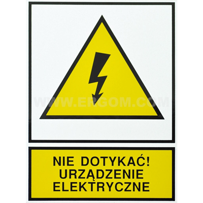 Señal de COP: ¡NO TOCAR! DISPOSITIVO ELÉCTRICO 52x74mm amarillo