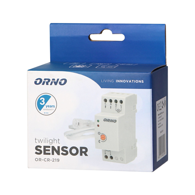 Sensor crepuscular en carril DIN con sonda externa, 2-100 lux 3000W, blanco