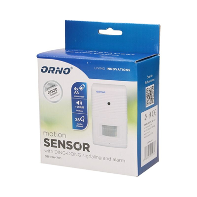 Sensor de movimiento con señalización y alarma ding-dong, blanco